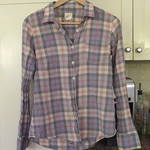 J Crew cotton plaid button up blouse